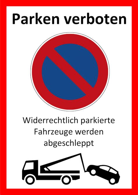 Wir sparen ihnen alle kosten und zeit für die einreichung. Parken verboten Schild zum Ausdrucken | Muster-Vorlage.ch