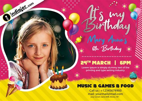 Free Birthday Invitation Customizable Design Psd Templates Indiater