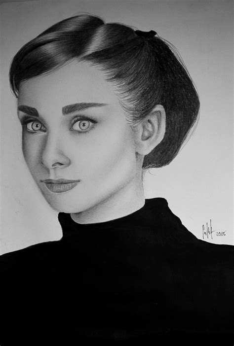 Drawing Drawing Of Audrey Hepburn With White Eyes By Sabrinamau
