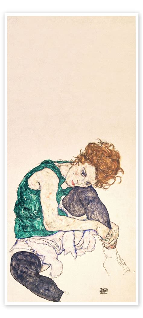 ‘seated Woman With Bent Knee By Egon Schiele As A Door Poster Or Door