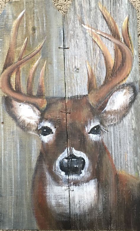 Deer Painted On Barn Wood Deer Painting Pallet Painting Pallet Art