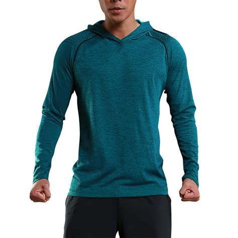 Youloveit Mens Long Sleeve Active Sports Shirts With Hooded