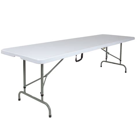8 Foot Height Adjustable Bi Fold Granite White Plastic Folding Table