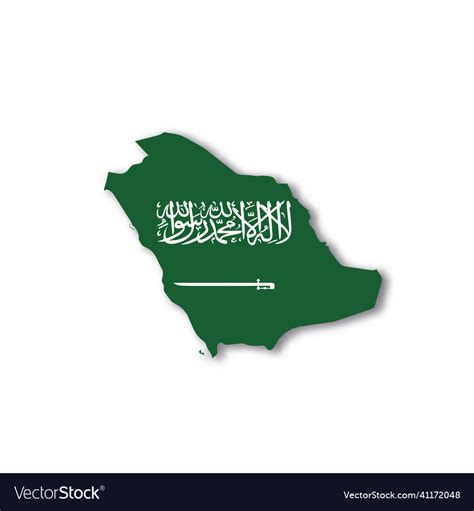 Saudi Arabia National Flag In A Shape Of Country Vector Image