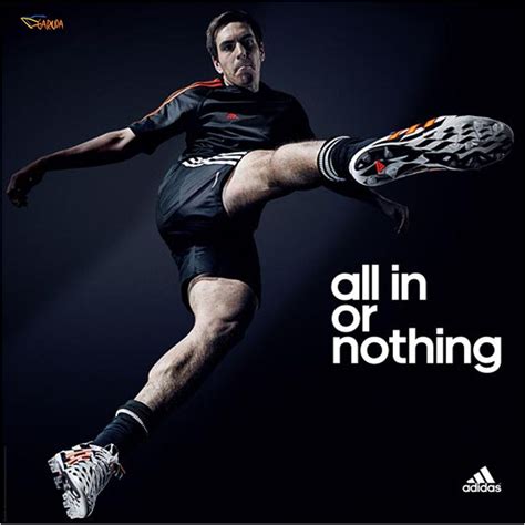 A Man Kicking A Soccer Ball With The Words All In Or Nothing Written On It