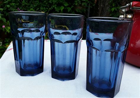 Vintage Cobalt Blue Libbey Juice 8 Oz Glasses Tumblers Price