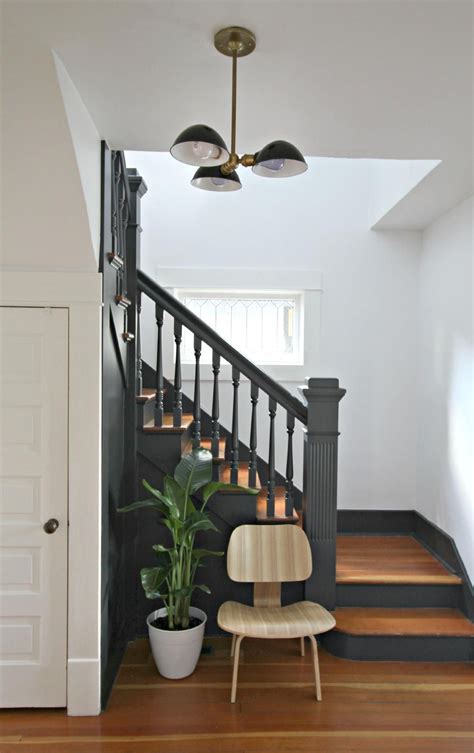 Paint Makeover Results Entryway Stairs Black Stairs Diy Staircase
