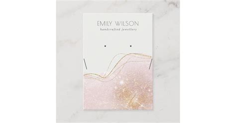 Shiny Blush Gold Glitter Earring Necklace Display Business Card Zazzle