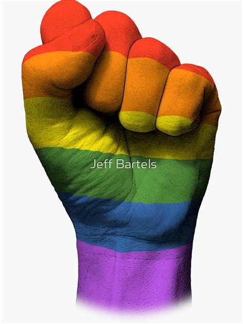 Gay Pride Rainbow Flag On A Raised Clenched Fist Sticker By