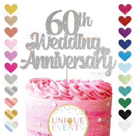 60th wedding anniversary cake topper 60th anniversary cake etsy uk