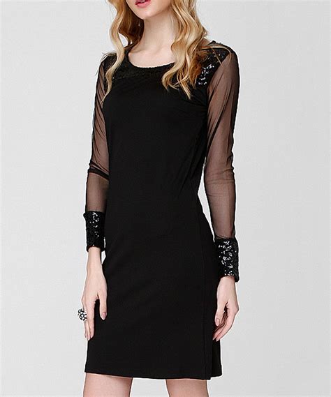 Look At This Black Sheer Sleeve Sequin Embellished Sheath Dress On Zulily Today Sheer Long