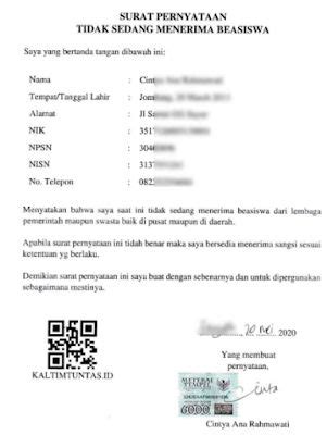 Surat Keterangan Tidak Sedang Menerima Beasiswa Format PDF