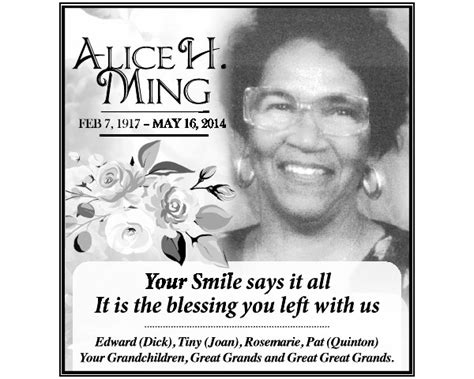 Alice Ming Obituary 2022 Warwick Bermuda The Royal Gazette