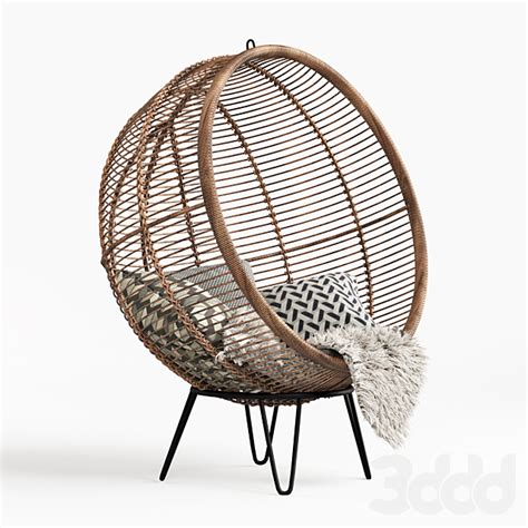 Round Rattan Cocoon Chair Кресла 3d Модель