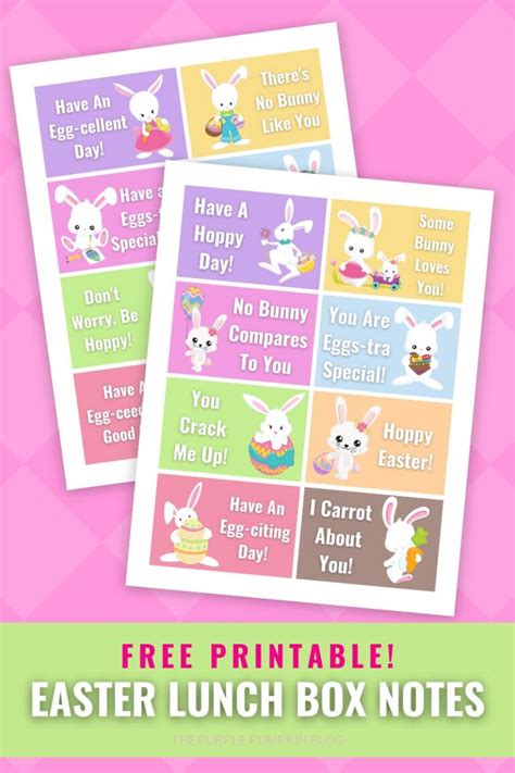 Free Printable Easter Lunch Box Notes
