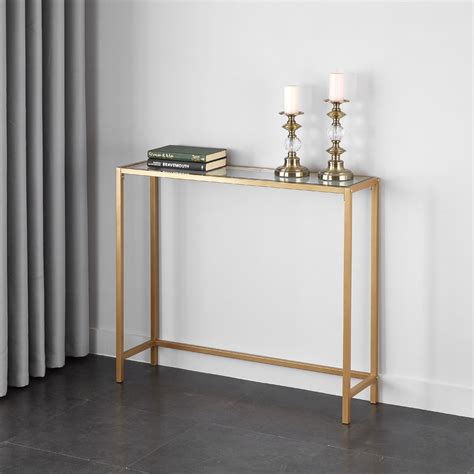 Mainstays Contemporary Tempered Glass And Metal Console Table Gold