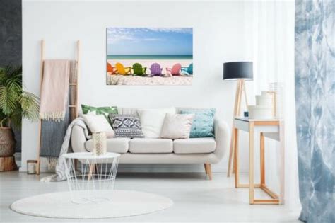 Beach Chairs Canvas Wall Art Picture Print Ebay
