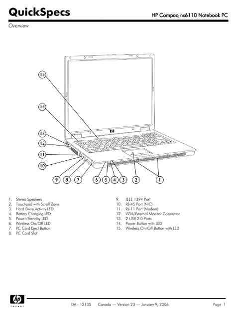 Hp Hewlett Packard Laptop Nx6110 Users Guide