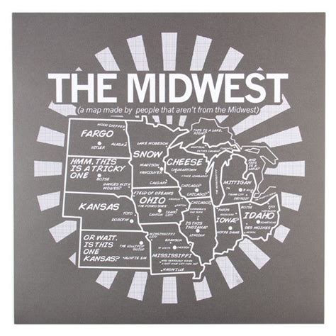Midwest Map Gray Poster Midwest Poster Map