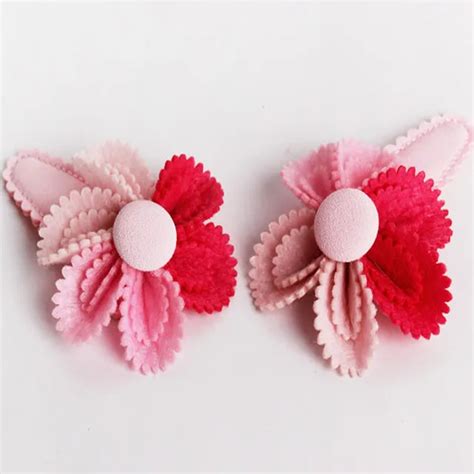 Flower Handmade Bb Hair Clips Fashion Knitted Floral Hairpin Pink Red