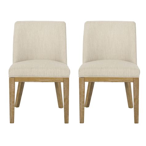 Noble House Elmore Fabric Upholstered Wood Dining Chairs Set Of 2