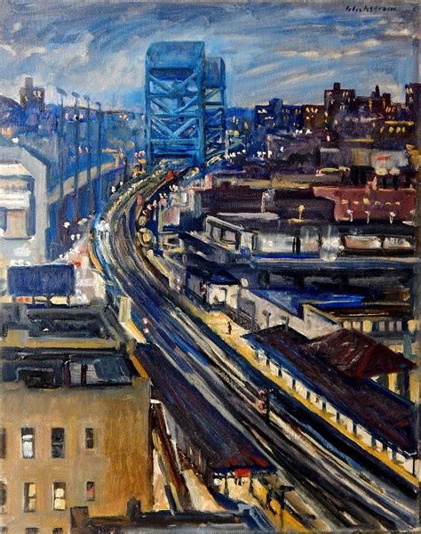 Night Tracks New York Nocturne Broadway Bridge Painting By Thor Wickstrom
