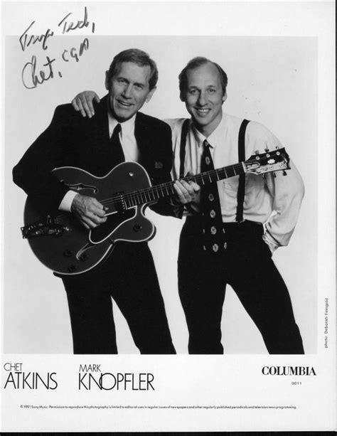 Signed Chet Atkins Photo 1991 Neck And Neck Autograph Mark Knopfler