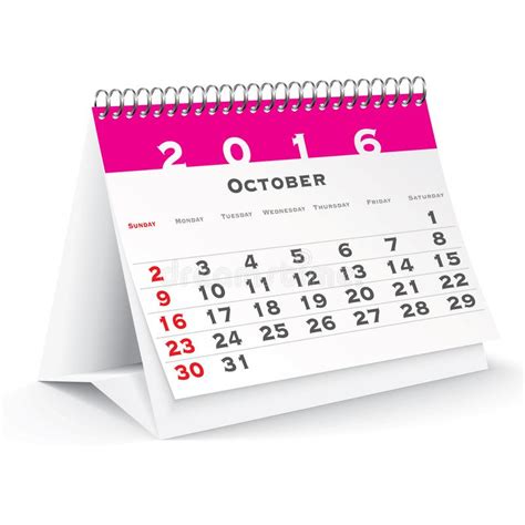 October 2016 Desk Calendar Stock Vector Illustration Of Note 125164264