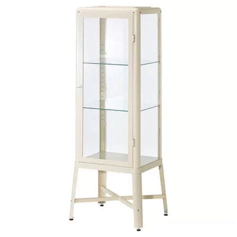 Ikea Fabrikor Glass Curio Display Cabinet Industrial Look Showcase
