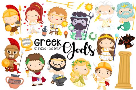 Greek Gods Clipart Greek Clip Art Illustration Par Inkley Studio