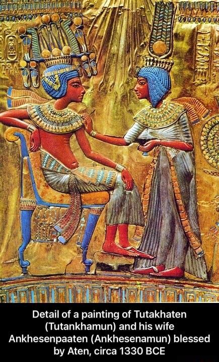 Detail Of A Painting Of Tutakhaten Tutankhamun And His Wife