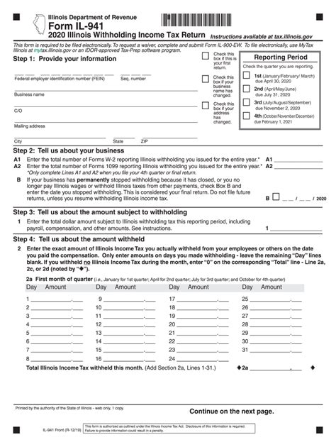 Il Dor Il 941 2020 Fill Out Tax Template Online Us Legal Forms