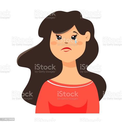 The Girl Is Upset And Crying Vector Illustration Of A Flat Style Stock