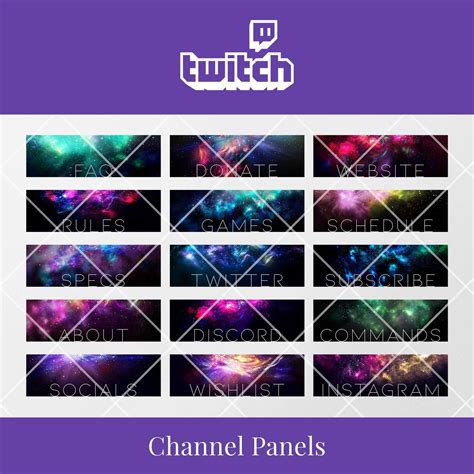 Twitch Channel Panels Nebula Space Theme Instant Download Etsy Twitch