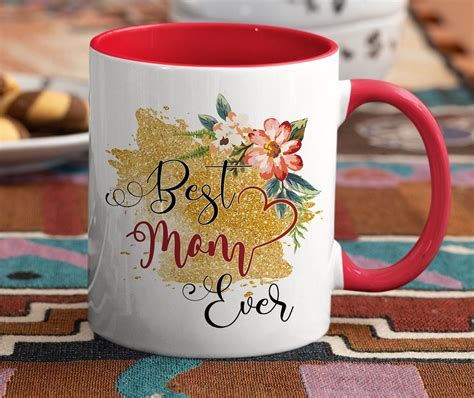 Personalized Best Mom Ever Coffee Mug Custom Floral Mug T Etsy
