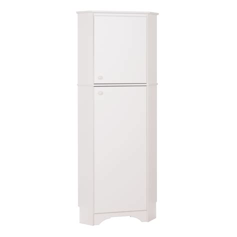 Elite White 2 Door Tall Corner Storage Cabinet By Prepac