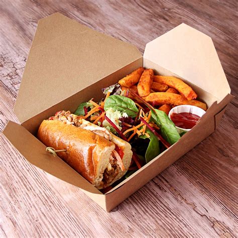 Kraft Compostable Hot Food To Go Takeaway Box 215 X 195mm