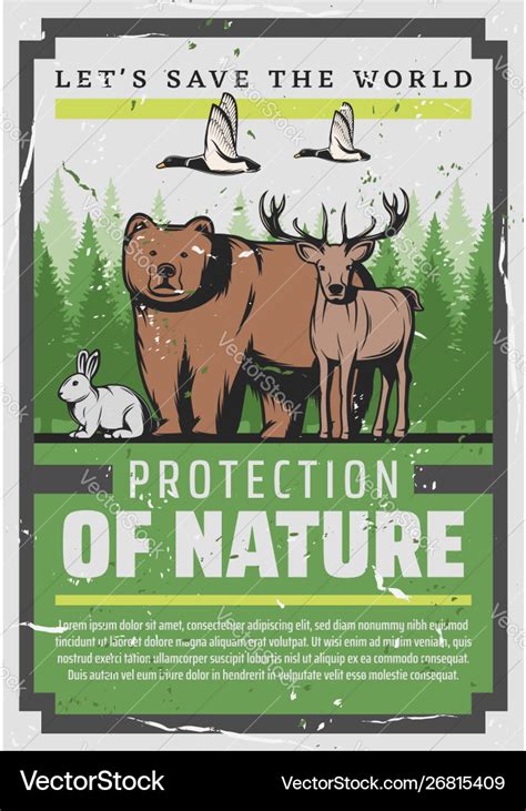 Let Save World Nature And Animals Protection Vector Image