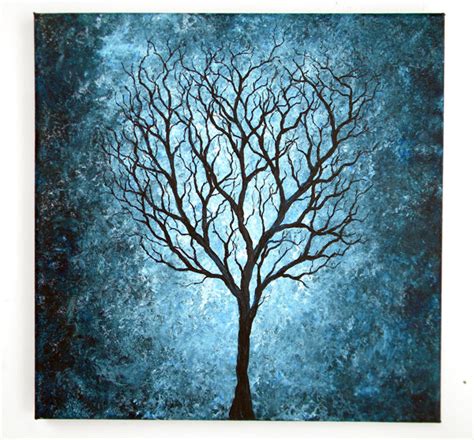 Blue Tree Painting 12x12 By Blablover5 On Deviantart