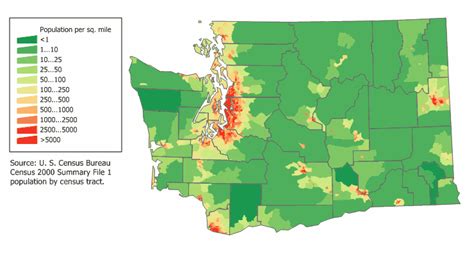 Washington Population Map Mapsofnet