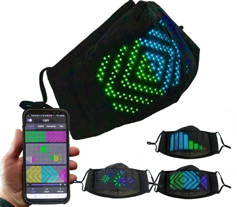 Led Lighted Face Mask 7 Color Premium Large Glowing Matrix Display