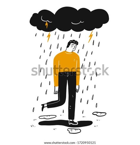 The Man Is Sad Hand Drawn Vector Illustration In Sketch Doodle Style
