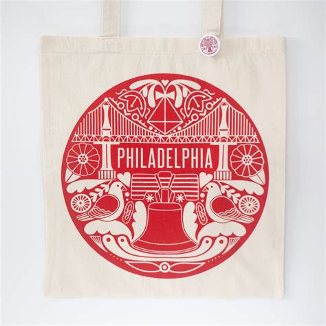 Philadelphia Tote Bag Red Philly Icons Tote Bag Featuring The Ben Fra