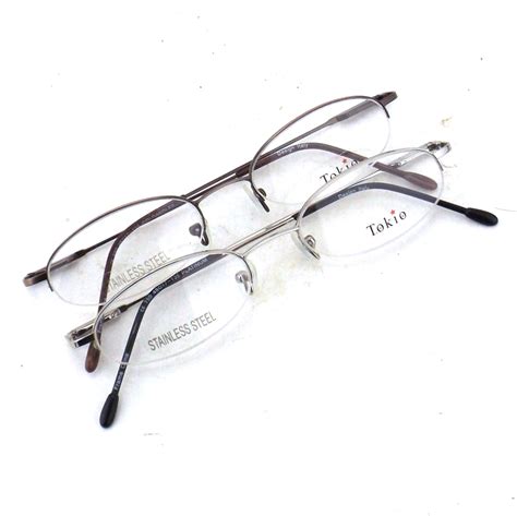 half rim eyeglasses oval eye glasses matte brown platinum etsy