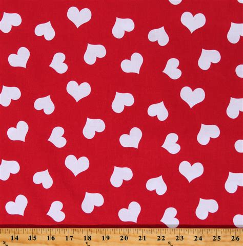 Cotton Hearts Valentines Day Affection Love Red Cotton Fabric Print By