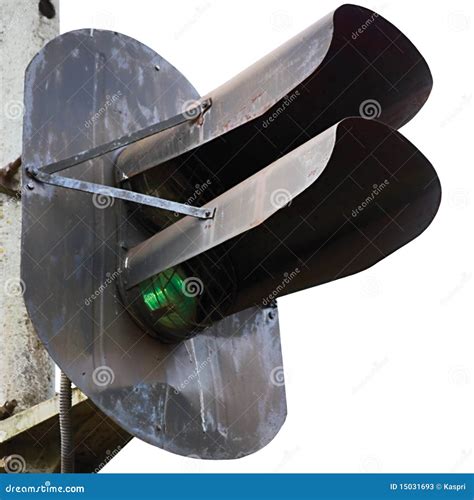 Railroad Green Light Signal Isolated Closeup Stock Image Image Of