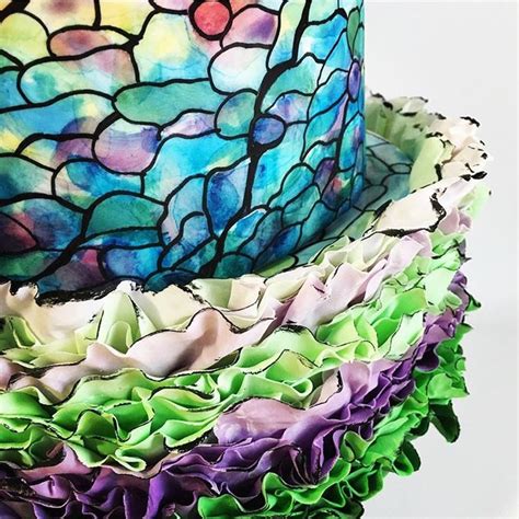 Vinyard Theme Stained Glass Wedding Cake