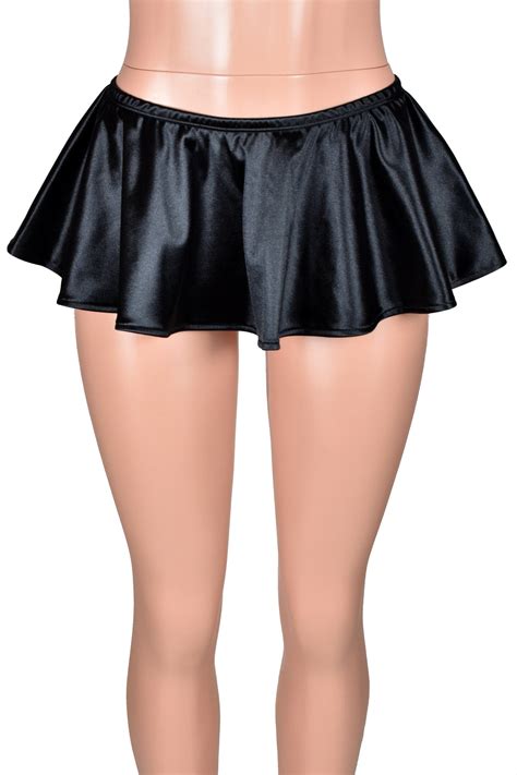 black stretch satin micro mini skirt 8 long xs to 3xl plus size deranged designs