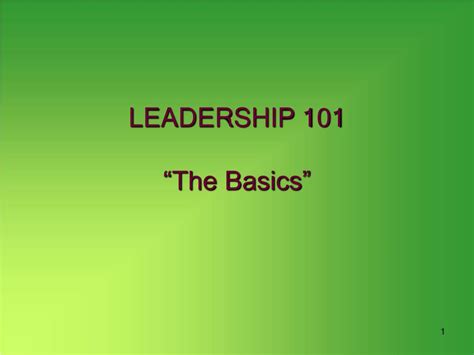 Ppt Leadership 101 The Basics Powerpoint Presentation Free