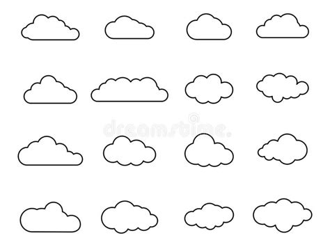 Set Of Clouds Blue Sky Nature Panorama Stock Vector Illustration Of